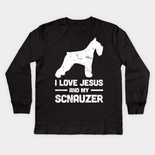 Schnauzer - Funny Jesus Christian Dog Kids Long Sleeve T-Shirt